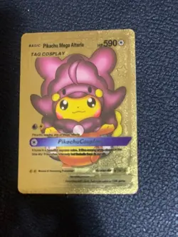 ❄Pikachu Mega Altaria HP 590 Gold Cosplay Pokemon Card - Image 1