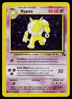 Pokemon Card - Hypno Fossil 8/62 Unlimited Holo Rare - Image 1