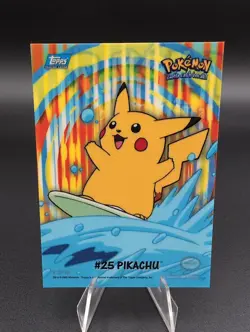 Surfing Pikachu #25 2000 Topps Pokemon TV Animation Series 2 Pokemon Card - Mint - Image 1