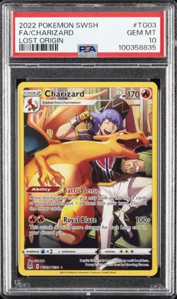 2022 POKEMON SWORD & SHIELD LOST ORIGIN #TG03 FULL ART/CHARIZARD PSA 10 - Image 1