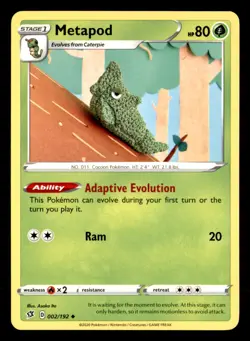 Metapod 002/192 Uncommon Rebel Clash Pokemon Near Mint Asako Ito Crochet - Image 1