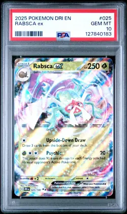 2025 Pokemon DRI EN Rabsca Ex 025/182 GEM MT PSA 10 - Image 1