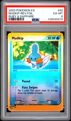 2003 Pokemon EX Ruby & Sapphire 60 Mudkip Reverse Holo PSA 6 148930979 - Image 1