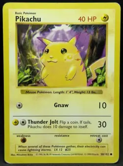 POKEMON~PIKACHU~58/102~SET BASE~SHADOWLESS~ENG~LP- - Image 1