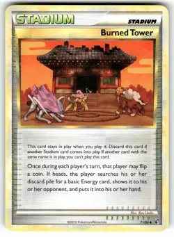 Burned Tower 71/90 Uncommon HGSS Undaunted Pokemon Moderately Played - Image 1