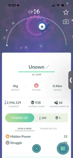 Pokemon Go Shiny Unown K - Image 1