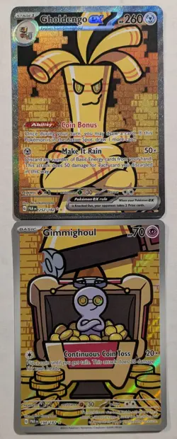 Gholdengo EX 252/182 and Gimmighoul 198/182 Sv04: Paradox Rift Holo Nm Pokemon - Image 1