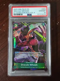 2025 One Piece Illustration Box Vol.4 Dracule Mihawk Promo #ST12-003 PSA 10 - Image 1