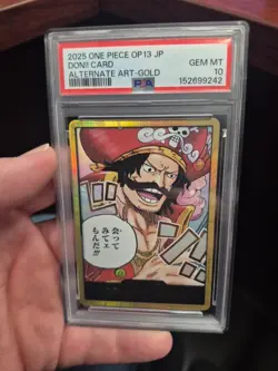 One Piece OP13-Carrying On His Will Don!! Card-Gol. D Roger Gold Alt Art PSA 10 - Image 1