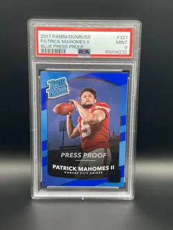 Panini 2017 Donruss Patrick Mahomes II Rated Rookie Blue Press Proof #327 PSA 9 - Image 1