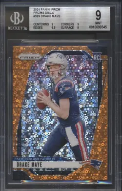 2024 Panini Prizm Drake Maye Disco Prizms #329 BGS 9 - Image 1