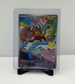 Pokemon Litten 044 Pikachu Stamp Holo Promo First Partner 30th Anniversary NM - Image 1