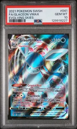 2021 POKEMON SWORD & SHIELD EVOLVING SKIES 041 FULL ART/GLACEON VMAX - PSA 10 - Image 1