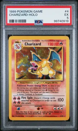 PSA 5 Charizard Holo #4 1999 Pokemon Game 99740919 - Image 1