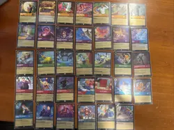 Disney Lorcana Archazias Island Cold Foil Bundle Lot 34 Unique Cards - Image 1