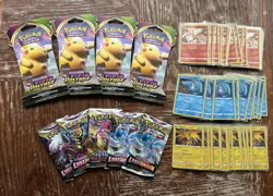 Pokemon Cards Lot 9 Sealed Packs 72 Singles - Image 1