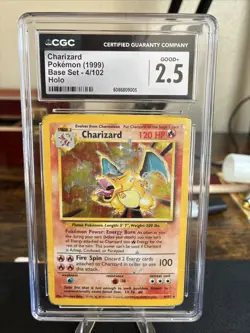 Pokemon Charizard 4/102 1999 Base Set Holo Card Unlimited Rare, CGC 2.5 - Image 1