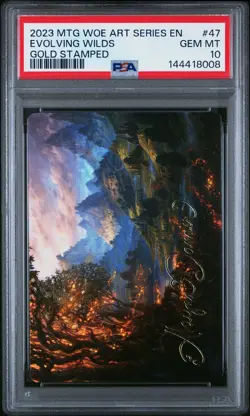 2023 MTG WILDS OF ELDRAINE ART SER GOLD STAMPED #47 EVOLVING WILDS PSA 10 - Image 1
