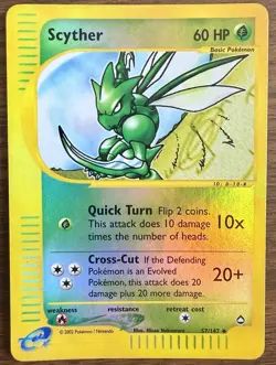 Scyther 057/147 Aquapolis Reverse Holo Pokemon Card NM - Image 1