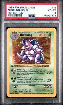 1999 Pokemon Game Nidoking #11 Holo 1st Edition PSA 4 - Image 1