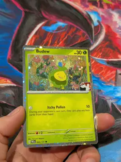 Budew - PRE 004/131 💫Cosmos Holo FART SWIRL🌀 Play! Pokemon Prize Pack Series 8 - Image 2