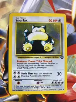 Pokemon TCG Snorlax Holo Card Jungle Set, Unlimited Rare, Card 11/64 LP - Image 1