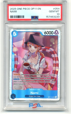 2025 One Piece OP11 A Fist of Divine Speed 054 Nami PSA 10 Gem Mint - Image 1