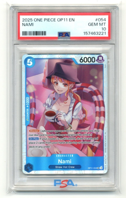 2025 One Piece OP11 A Fist of Divine Speed 054 Nami PSA 10 Gem Mint - Image 3