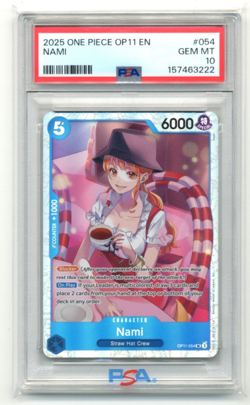 2025 One Piece OP11 A Fist of Divine Speed 054 Nami PSA 10 Gem Mint - Image 5