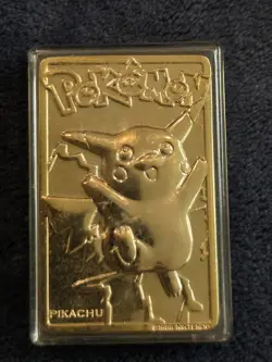 1999 Pokemon X Burger King Pikachu 23k Gold Plated Metal Card WOTC - Image 3