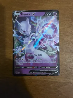 Pokemon Mewtwo v Holo Ultra Rare TCG Card 030/078 Pokemon Go Full Art - Image 1