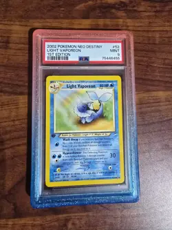 PSA 9 Light Vaporeon 52/105 Uncommon Neo Destiny 2002 1st Edition Pokemon Card - Image 1