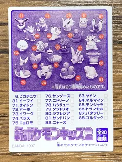 Pokemon Kids' Mini Card Porygon Nintendo Bandai Pocket Monsters 1997 Japan - Image 2