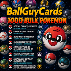 1000 Pokemon Bulk Card Lot- Commons/UnCommons-No Energy-LP/NM - Image 1