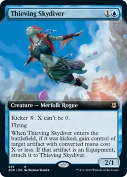 1x Thieving Skydiver - Extended Art NM-Mint, English Zendikar Rising MTG Magic - Image 1