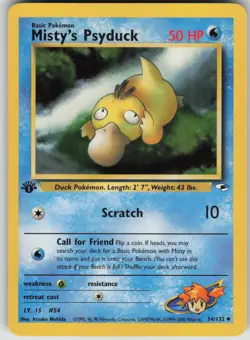 Pokemon TCG Misty's Psyduck Uncommon Gym Heroes 054/132 - Image 1