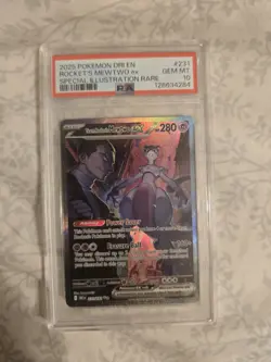 2025 POKEMON DESTINED RIVALS #231 TEAM ROCKET'S MEWTWO EX PSA 10 - Image 1
