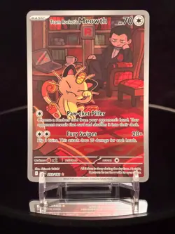 Team Rocket’s Meowth 203/182 - Destined Rivals Illustration Rare NM Holo Pokemon - Image 1
