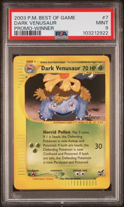 Pokemon Best of Game Dark Venusaur 7/009 Winner Promo English 2003 PSA 9 - Image 1