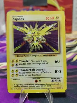 Pokemon TCG Zapdos Holo Rare Unlimited Card Base Set 16/102 HEAVILY PLAYED BEND - Image 1