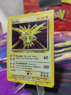 Pokemon TCG Zapdos Holo Rare Unlimited Card Base Set 16/102 HEAVILY PLAYED BEND - Image 2