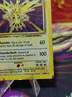 Pokemon TCG Zapdos Holo Rare Unlimited Card Base Set 16/102 HEAVILY PLAYED BEND - Image 5