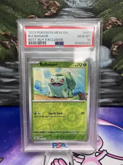 2023 POKEMON MEW EN BULBASAUR BEST BUY EXCLUSIVE #001 PSA GEM MT 10 - Image 1