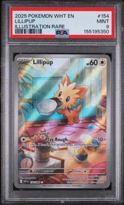 PSA 9 - Pokemon Card - Lillipup 154/086 - White Flare Holo Illustration Rare - Image 1