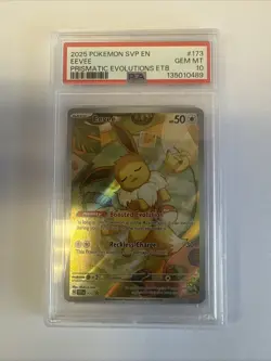 2025 Pokemon SVP EN BSP Prismatic Evolutions ETB #173 Eevee PSA 10 GEM MINT - Image 1
