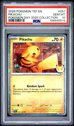 2026 POKEMON TEF EN-TEMPORAL FORCES #051 PIKACHU POKEMON DAY COLLECTION PSA 10 - Image 1