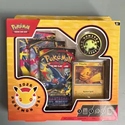 Pokemon TCG Pokemon Day 2026 Collection Pikachu Stamped Promo Coin 3 Packs - Image 1