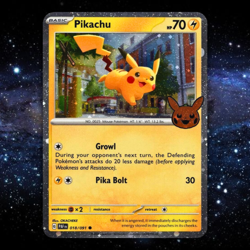 Pikachu 018/091 Cosmos Holo Pokemon Card (Trick or Trade BOOster Bund 2024) NM - Image 1