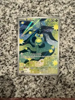 Ascended Heroes Budew 221/217 Illustration Rare Full Art Pokemon Card - Image 3
