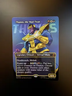 MTG Marvel Super Heroes Thanos, the Mad Titan Borderless 0376 Foil - Image 1